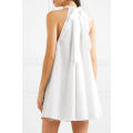 Halterneck sem mangas de algodão branco bordado Mini vestido de verão Fabricação Atacado Moda Feminina Vestuário (TA0280D)